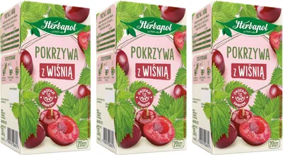 Produktbild von Herbapol Brennesseltee mit Kirsche 3x 20 Teebeutel - Brennnessel Kräutertee Tee