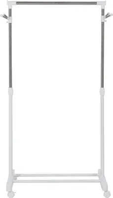Immagine prodotto di Appendiabiti con ruote, regolabile in altezza, con ripiano inferiore, 4 ruote, bianco