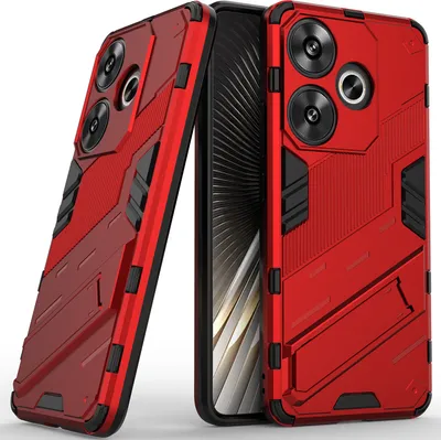 Produktbild von Armor Hülle für Xiaomi Redmi Turbo 3 Hybrid PC TPU Bumper Stoßfestes Schutzhülle mit Standfunktion Rot
