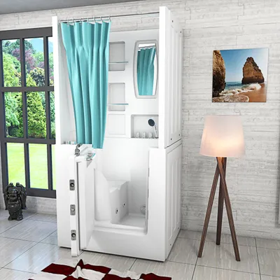 Produktbild von Seniorendusche und Kombination Wanne mit Whirlpool S02D-WP-TH-B-L 100x78x205cm