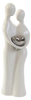 Immagine prodotto di Scultura coppia con cuore in Vetroceramica 39 cm figura d'arte