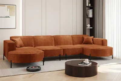 Produktbild von Wohnlandschaft U-Form Sofa VALENCIA XL in Stoff Noel Ziegelrot