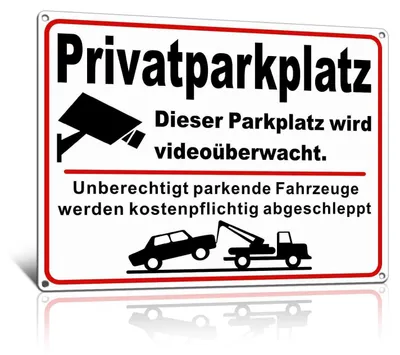 Produktbild von Privatparkplatz Schild Videoüberwacht 40x30cm Alu Abschleppwarnung