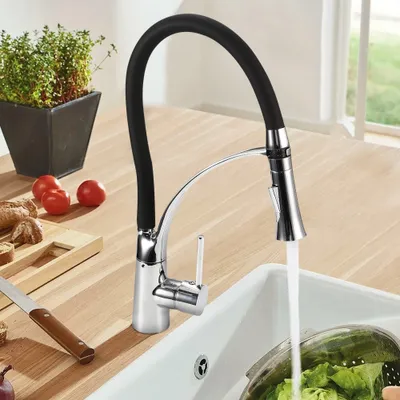 Produktbild von Kaltwasserhahn Küchenarmatur 360° drehbar Küche Armatur Spültischarmatur Schwarz
