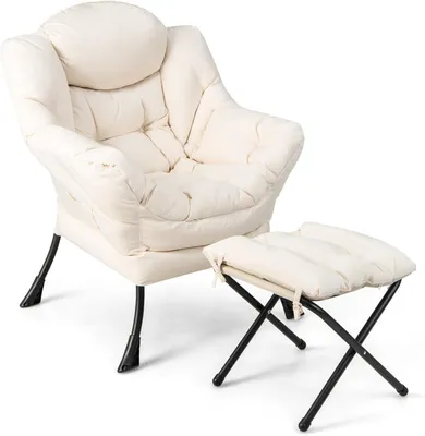 Produktbild von FANTASK Sessel mit Hocker, Relaxsessel mit Armlehnen, Seitentasche & Fußstütze,
