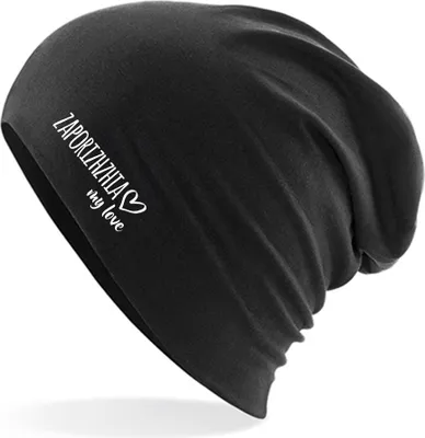 Produktbild von Huuraa Beanie Zaporizhzhia my love Black One Size Baumwolle und Elasthan Mütze Geschenkidee