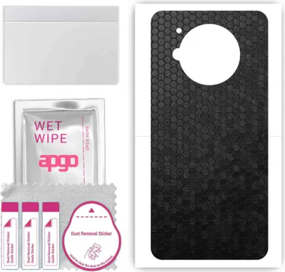 Produktbild von apgo Rückseite Schutzfolie, Skin, kompatibel mit Sharp Aquos R7, Hinten Displayschutzfolie aus Vinylfolie, kratzfest, einfache Montage - Schwarze Honigwabe