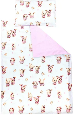 Produktbild von TupTam Kinder Bettwäsche Gemustert 2-Teilig Wendebettwäsche, Farbe: Kaninchen/ Rosa/ Punkte, Größe: 135x100 cm