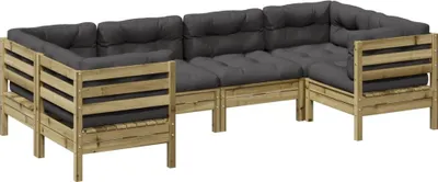 Produktbild von vidaXL 6-tlg. Garten-Sofagarnitur mit Kissen Kiefernholz Imprägniert