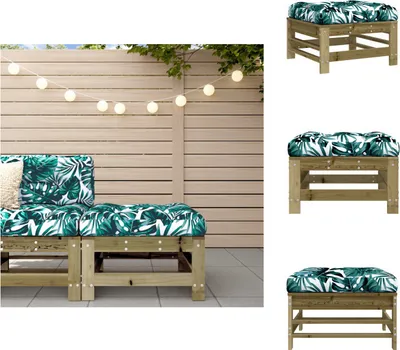 Image de vidaXL Tabouret de jardin avec coussin Bois de pin imprégné - éléments de canapé de jardin