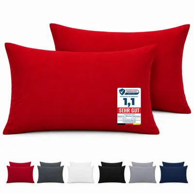 Produktbild von Komfortec Premium Kissenbezug 50x70 cm – 2er Set – Kissenhülle mit Reißverschluss – 100 % gebürstete Mikrofaser– Superweich – Rot Kopfkissenbezug, KI-generiertes Bild