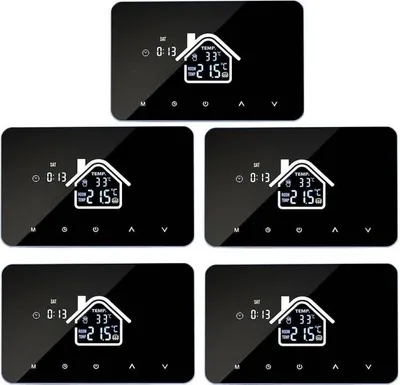 Zdjęcie produktu dla 5X Cyfrowy termostat pokojowy LCD Inteligentny termostat do ogrzewania wodnego Ogrzewanie podłogowe Tygodniowy programowalny termostat ścienny Regulator temperatury do domu, szkoły, biura, hotelu