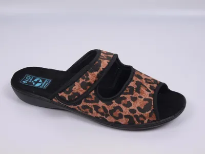 Produktbild von Damenpantoffeln ADANEX DIANA 29737 Leopardenmuster, offene Zehenpartie