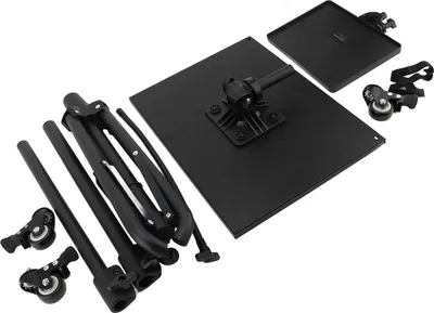 Obrázek produktu pro Stojan na projektor, podstavec na notebook, výškově nastavitelný držák s univerzálním kolečkem a svorkou na telefon pro domácí kancelář