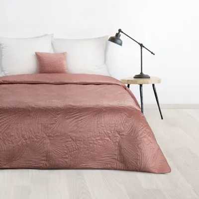 Obrázek produktu pro Design 91 Dekorativní přehoz na postel 220x240 Luiz 4 pudrově růžové velurové listy