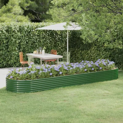 Obrázek produktu pro vidaXL Pozinkovaná ocelová vyvýšená postel 396x100x36 cm Zelená