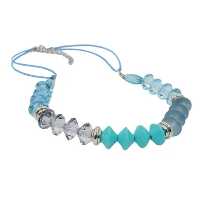 Produktbild von Kette Facettenperle türkis Kordel blau 45cm blau 12mm