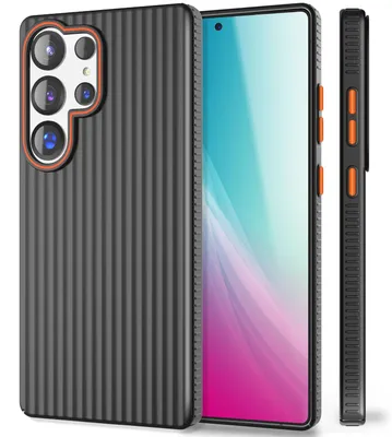 Immagine prodotto di Custodia rigida opaca NALIA per Samsung Galaxy S25 Ultra – Anti-impronte e antiscivolo – NOVA (design a onde) – Marca di Berlino – Nero notte
