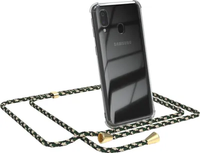 Produktbild von EAZY CASE Handykette kompatibel mit Samsung Galaxy A40, Handyhülle mit Umhängeband, Handykordel, Schutzhülle Clear, Band in Grün
