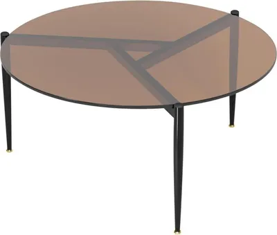 Immagine prodotto di Tavolino in vetro dorato 80×80x40 cm - Tavolo da salotto moderno rotondo