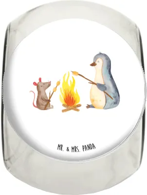 Produktbild von Mr. & Mrs. Panda Bonboniere Pinguin Lagerfeuer XL 2000ml - Weiß - Geschenk, Feuer, Vorratsglas, Aufbewahrungsdose, Frischhaltedose, glasbehälter, Kaffeedose, Job, Teedose