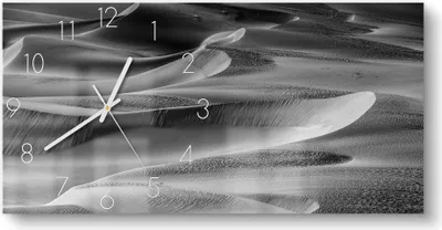 Produktbild von DEQORI Glasuhr 60x30 cm Zahlen 'Dünen der Stille' Wanduhr Glas Uhr Design leise Küchenuhr