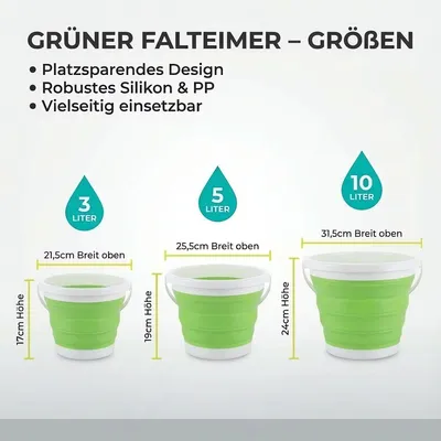 Image de Seau rond pliable, Taille:10 litres, Couleur:Vert