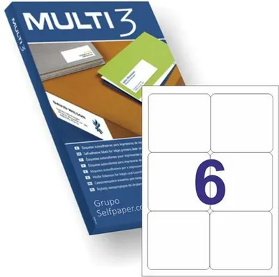 Produktbild von Multi3-Packung mit 600 weißen, stumpfen Etiketten im Format 99,1x93,1mm mit permanentem Klebstoff für den Mehrzweckgebrauch.