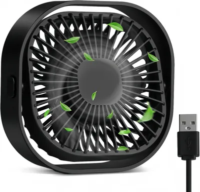 Produktbild von Mini USB Ventilator,Tragbarer Tischventilator mit 360° Drehbarer Kopf,3 Geschwindigkeitsstufen,Leiser 40db,Antirutschmatte