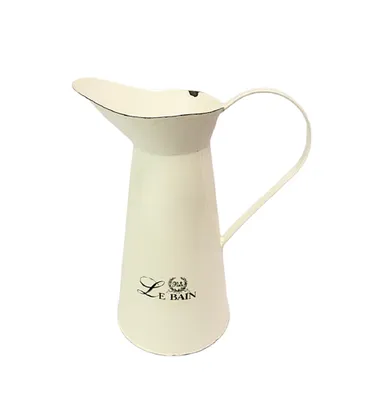 Produktbild von Emaille Wasserkanne, Retro Wasch Kanne, Nostalgie Krug weiß- schwarz