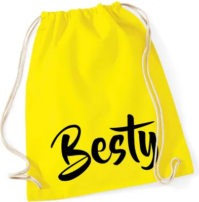 Produktbild von Huuraa Turnbeutel Besty Bestie 12 Liter Yellow Baumwolle Rucksack Geschenkidee
