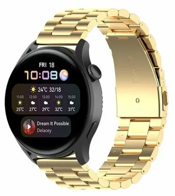 Produktbild von By Qubix Edelstahl Gliederarmband - Gold - passend für Huawei Watch GT 5 (Pro) / GT 4 / GT 3 / GT 2 - 46 mm