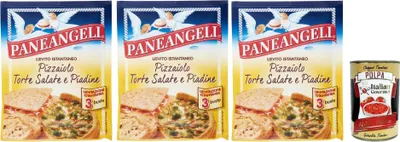 Produktbild von Paneangeli Lievito Pizzaiolo Torte Salate e Piadine istant hefe Mischung, Sofortige Hefe für herzhafte Kuchen und Piadine 3x 45 g + Italian Gourmet polpa 400g