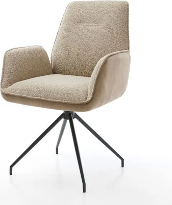 Produktbild von DELIFE Drehstuhl Zoa-Flex Materialmix Schlamm Kreuzgestell konisch Schwarz 180° drehbar Taschenfederkern