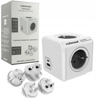 Produktbild von Cubenest Powercube Steckdosenleiste 4 Steckdosen + USB-C PD 20 W Grau PC620GY
