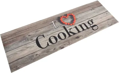 Image de Tapis de cuisine lavable impression cuisine gris 60x180 cm