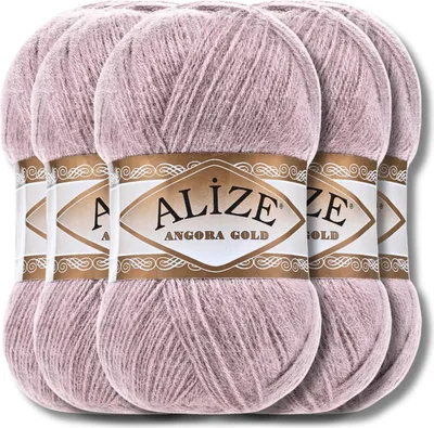 Produktbild von Alize 5x 100g Angora Gold Wolle, Uni, Häkeln, Stricken (Rose Grey | 163)