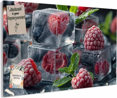 Produktbild von Magnettafel 60x40cm magnetisch & beschreibbar Metall-Board - Beeren von Gefrorene