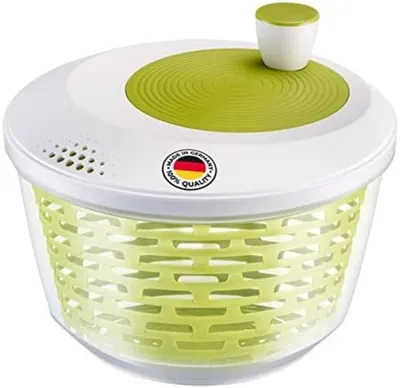 Produktbild von PolkaHome® Salatschleuder – 4,4 Liter, BPA-freier Kunststoff, Ø 23,5 cm, Weiß/Grün