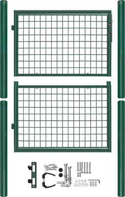 Zdjęcie produktu dla Furtka ogrodowa Yakimz Brama ogrodzeniowa 125 x 100 cm ocynkowana rura stalowa z zamkiem i kluczem Brama ogrodzeniowa Brama ogrodowa Rozmiar oczka 5 × 5 cm odporna na rdzę zielona