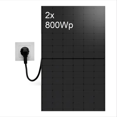 Productafbeelding van LDY Zonnepaneelsysteem voor balkon, 820W, met micro-omvormer - 2x 400Wp zwarte zonnepanelen + 800 Watt micro-omvormer