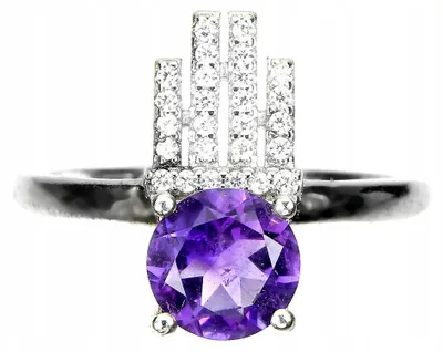 Produktbild von Ring aus 925er Silber mit Amethyst und Zirkonia, Ringgröße 14