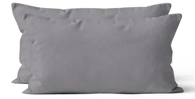 Produktbild von 2 er Set Mikrofaser UNI Kissenhüllen Kissenbezüge Kopfkissenbezug 40x80 cm, Grau