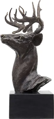 Produktbild von Bronzeskulptur Hirsch Kopf im Antik-Stil Bronze Figur Statue 50cm