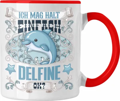 Produktbild von Trendation - Delfine Tasse Geschenk Delfinliebhaber Geschenkidee Spruch Mädchen (Rot)