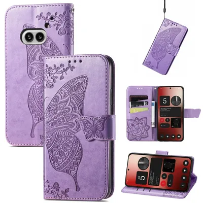 Obrázek produktu pro Pouzdro na mobil Nothing Phone 2a / Plus z umělé kůže ve stylu peněženky s motivem motýla, světle fialové