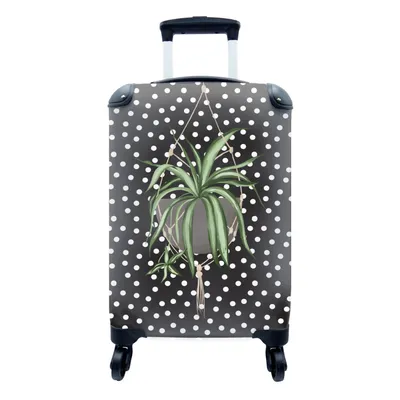 Produktbild von MuchoWow® Koffer Handgepäck Trolley Rollkoffer Kleine Reisekoffer mit 4 Rollen - Pflanze - Hängender Blumentopf - Dots - Cabin Size < 55x40x23 cm & 55x40x20 cm - Fotokoffer - Kabinenkoffer - Boardgepäck - Reise-Box - Reisekoffer - Reisegepäck - Koffer mit Bild - Trolley für Kinder