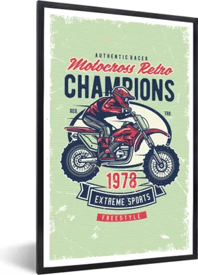 Produktbild von MuchoWow® MuchoWow® Gerahmtes Poster Mancave - Motor - Männer - Retro 60x90 cm - Poster mit zchwarzem Bilderrahmen - Kunst
