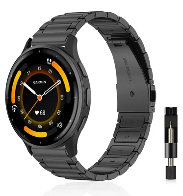Productafbeelding van 22mm Armband voor Garmin Venu 3/Forerunner 570, Zwart Roestvrij Staal
