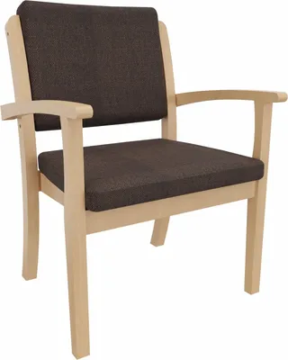 Produktbild von Schwerlaststuhl Alexander XXL – Stuhl mit Armlehnen für Schwergewichtige bis 250 kg – 46cm Sitzhöhe.Stoffbezug:Stoff Kariba Schokobraun,Bodengleiter:Kunststoff Weiss